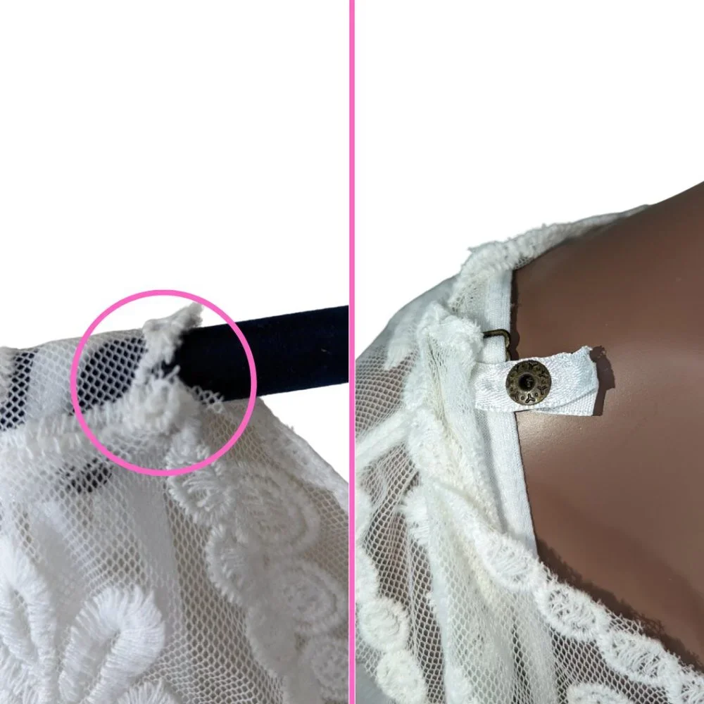 Forever 21 🌹 White Lace Long Sleeve Dress - Sz Medium - Picture 9 of 12